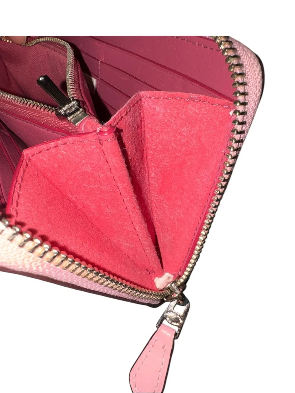 Coach Western Rivets Accordion Zip Wallet in pink